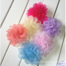 Precio de fábrica colorido Baby Girl Soild flor gasa diadema diy tocado del bebé decorado